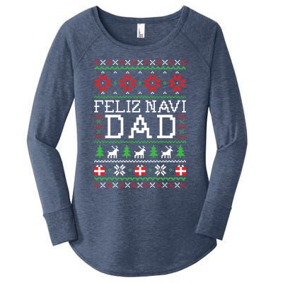 Feliz Navi Dad Ugly Christmas Gift Women's Perfect Tri Tunic Long Sleeve Shirt