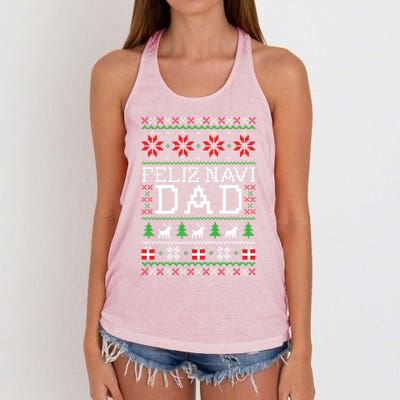 Feliz Navi Dad Ugly Christmas Gift Women's Knotted Racerback Tank