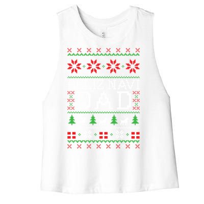 Feliz Navi Dad Ugly Christmas Gift Women's Racerback Cropped Tank