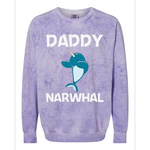 Funny Narwhal Dad Narwhale Sea Unicorn Fish Whale Colorblast Crewneck Sweatshirt