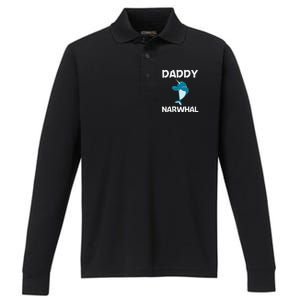 Funny Narwhal Dad Narwhale Sea Unicorn Fish Whale Performance Long Sleeve Polo