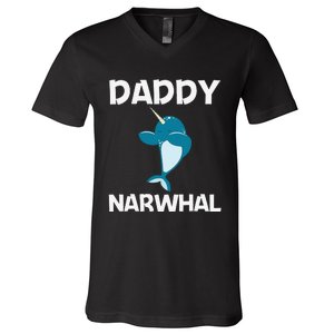 Funny Narwhal Dad Narwhale Sea Unicorn Fish Whale V-Neck T-Shirt