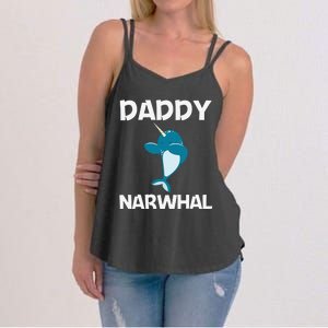 Funny Narwhal Dad Narwhale Sea Unicorn Fish Whale Women's Strappy Tank