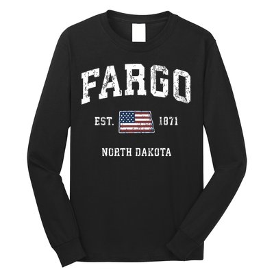 Fargo North Dakota Nd Vintage American Flag Sports Design Long Sleeve Shirt