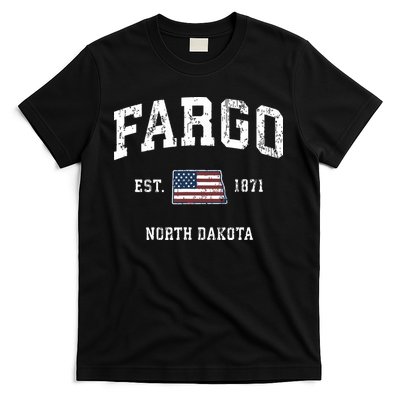 Fargo North Dakota Nd Vintage American Flag Sports Design T-Shirt