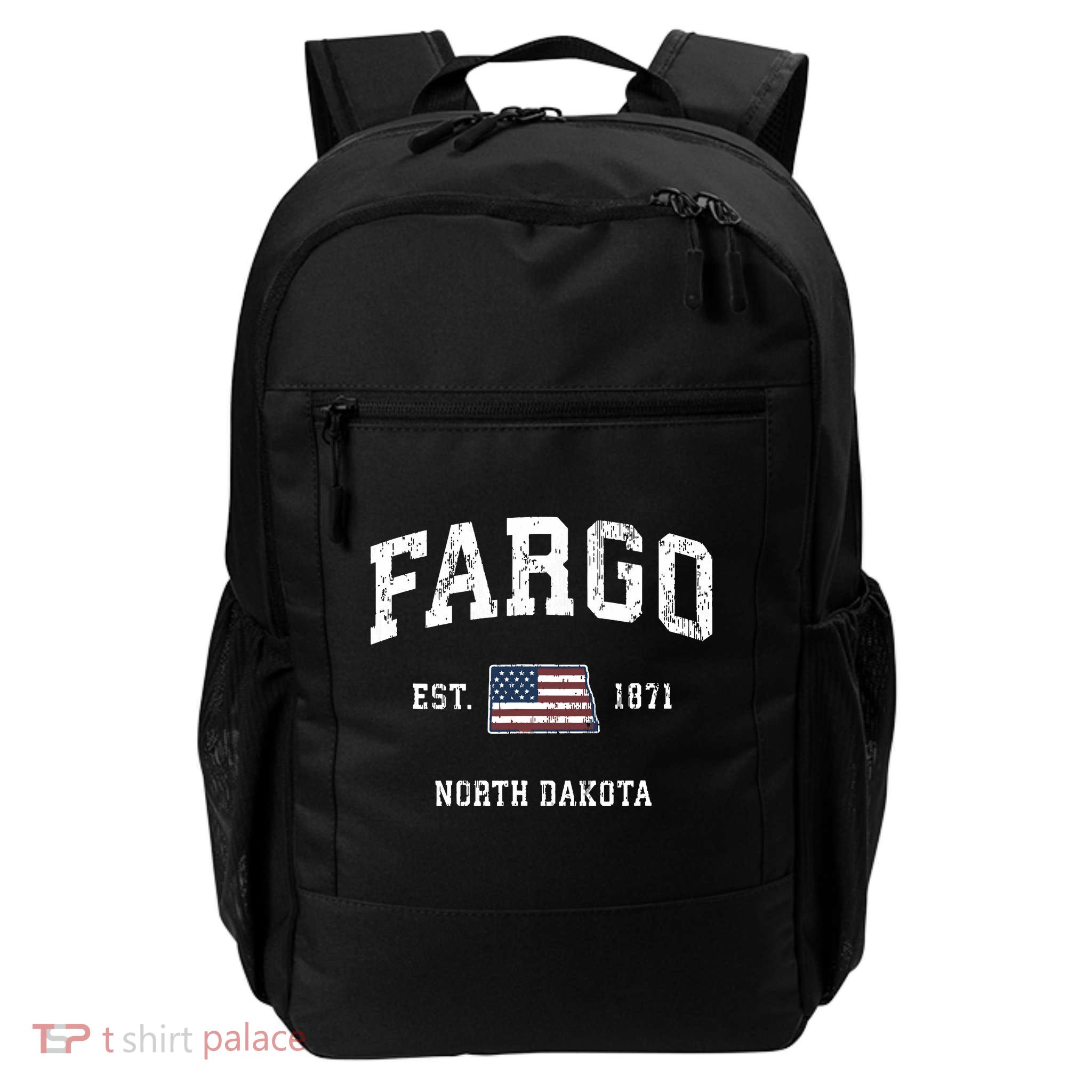 Fargo North Dakota Nd Vintage American Flag Sports Design Backpack
