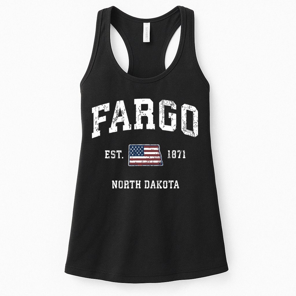 Fargo North Dakota Nd Vintage American Flag Sports Design Womens Tank Top