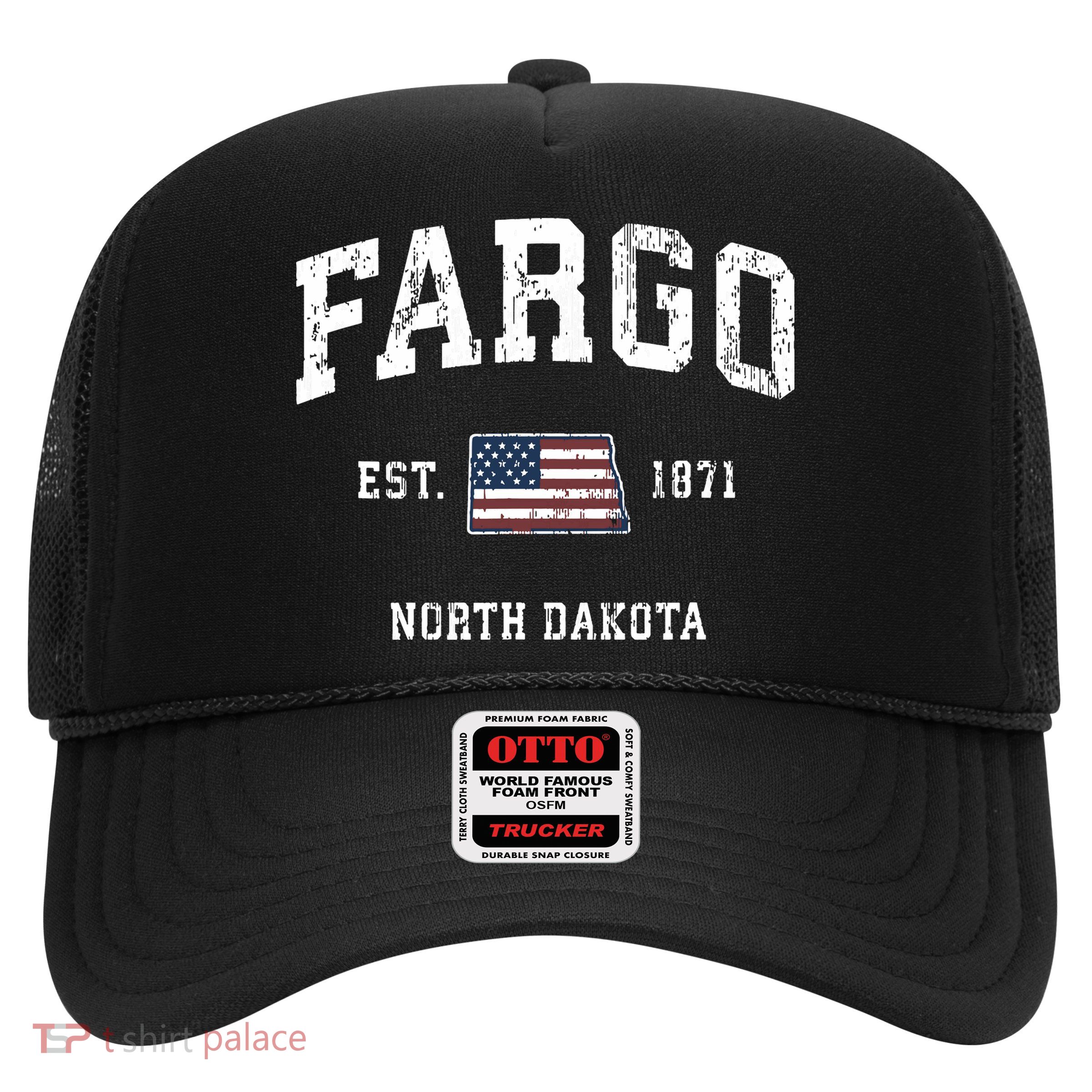 Fargo North Dakota Nd Vintage American Flag Sports Design Trucker Hat