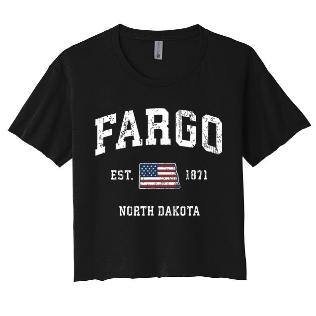 Fargo North Dakota Nd Vintage American Flag Sports Design Crop Top