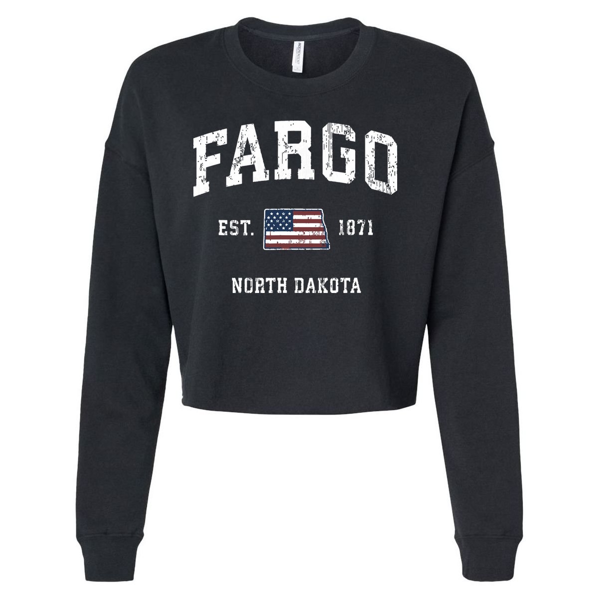 Fargo North Dakota Nd Vintage American Flag Sports Design Cropped Pullover Crew