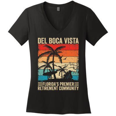 Funny Novelty Design Del Boca Vista Retirement Women's V-Neck T-Shirt