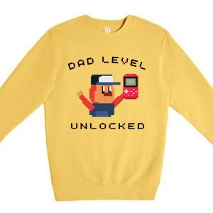 Funny New Dad Level Unlocked Day Tees Gaming Premium Crewneck Sweatshirt