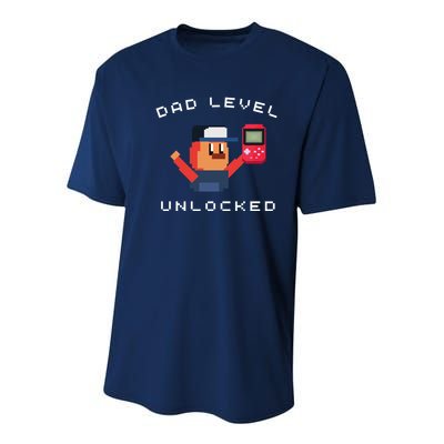 Funny New Dad Level Unlocked Day Tees Gaming Youth Performance Sprint T-Shirt