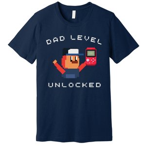 Funny New Dad Level Unlocked Day Tees Gaming Premium T-Shirt