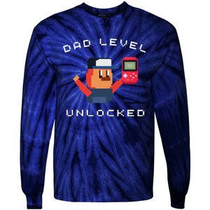 Funny New Dad Level Unlocked Day Tees Gaming Tie-Dye Long Sleeve Shirt