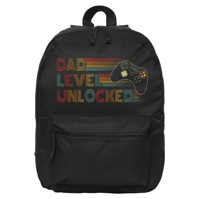 Funny New Dad Dad Level Unlocked Gaming Gamer Dad 16 in Basic Backpack