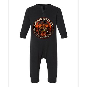 FIREMAN NEVER DIE QUOTES ILLUSTRATION Infant Fleece One Piece