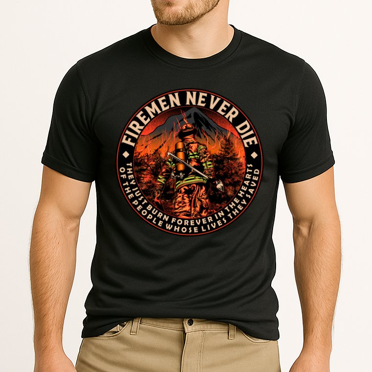 FIREMAN NEVER DIE QUOTES ILLUSTRATION Cooling Performance Crew T-Shirt