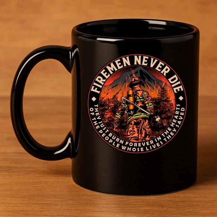 FIREMAN NEVER DIE QUOTES ILLUSTRATION 11oz C Handle Ceramic Mug