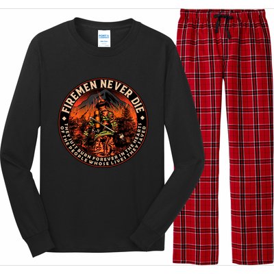 FIREMAN NEVER DIE QUOTES ILLUSTRATION Long Sleeve Pajama Set