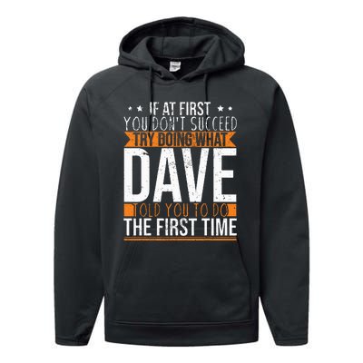 Funny Name Dave Performance Fleece Hoodie