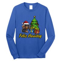 Feliz Navidog Dachshund Santa Hat Christmas Great Gift Long Sleeve Shirt