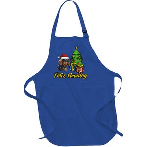 Feliz Navidog Dachshund Santa Hat Christmas Great Gift Full-Length Apron With Pockets