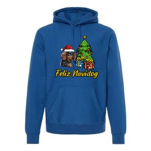 Feliz Navidog Dachshund Santa Hat Christmas Great Gift Premium Hoodie