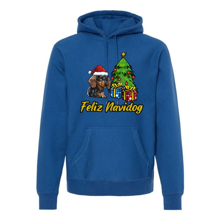 Feliz Navidog Dachshund Santa Hat Christmas Great Gift Premium Hoodie