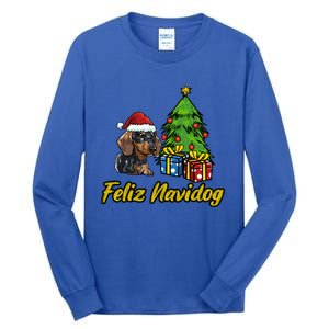 Feliz Navidog Dachshund Santa Hat Christmas Great Gift Tall Long Sleeve T-Shirt