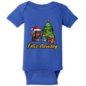 Feliz Navidog Dachshund Santa Hat Christmas Great Gift Baby Bodysuit