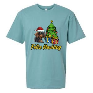 Feliz Navidog Dachshund Santa Hat Christmas Great Gift Sueded Cloud Jersey T-Shirt