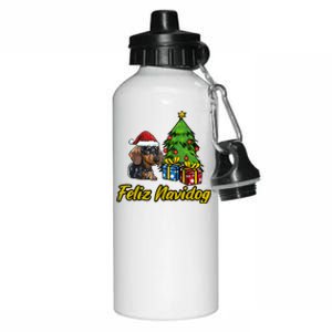 Feliz Navidog Dachshund Santa Hat Christmas Great Gift Aluminum Water Bottle