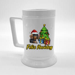 Feliz Navidog Dachshund Santa Hat Christmas Great Gift Beer Stein