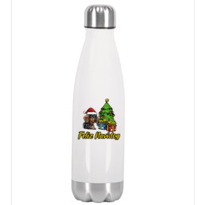 Feliz Navidog Dachshund Santa Hat Christmas Great Gift Stainless Steel Insulated Water Bottle