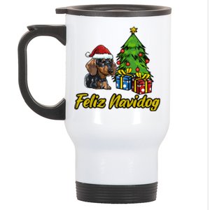 Feliz Navidog Dachshund Santa Hat Christmas Great Gift Stainless Steel Travel Mug