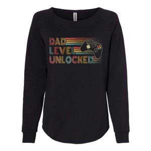 Funny New Dad Dad Level Unlocked Gaming Gamer Dad Womens California Wash Sweatshirt