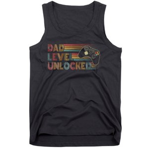 Funny New Dad Dad Level Unlocked Gaming Gamer Dad Tank Top