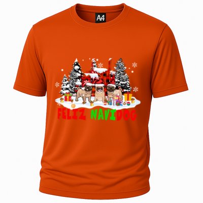 Feliz Navidad Dog Xmas Truck Three Santa French Bulldogs Meaningful Gift Cooling Performance Crew T-Shirt