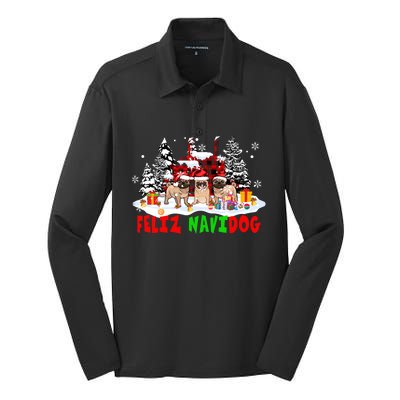 Feliz Navidad Dog Xmas Truck Three Santa French Bulldogs Meaningful Gift Silk Touch Performance Long Sleeve Polo