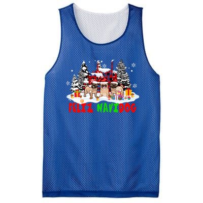 Feliz Navidad Dog Xmas Truck Three Santa French Bulldogs Meaningful Gift Mesh Reversible Basketball Jersey Tank