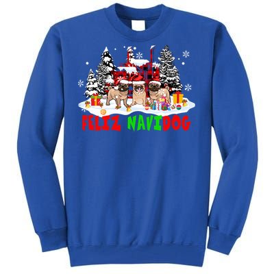 Feliz Navidad Dog Xmas Truck Three Santa French Bulldogs Meaningful Gift Tall Sweatshirt