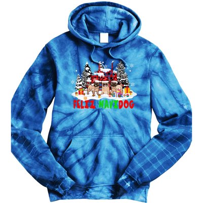 Feliz Navidad Dog Xmas Truck Three Santa French Bulldogs Meaningful Gift Tie Dye Hoodie