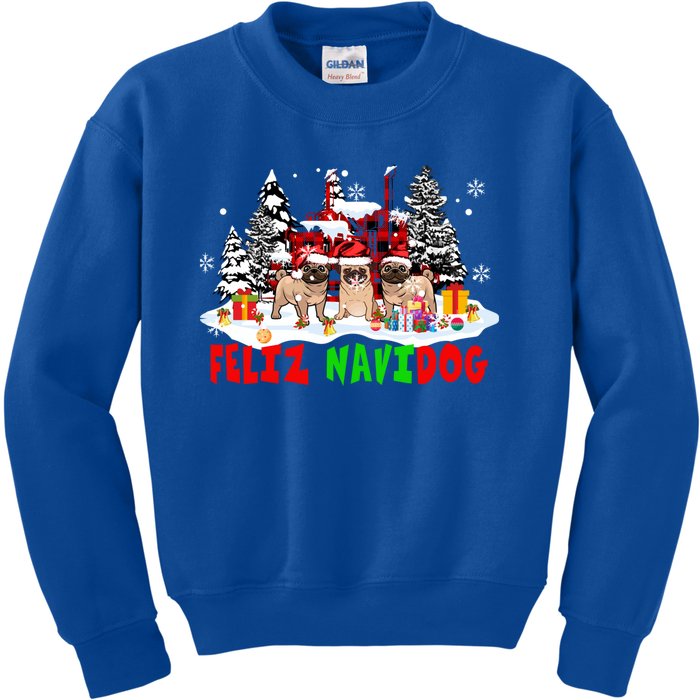 Feliz Navidad Dog Xmas Truck Three Santa French Bulldogs Meaningful Gift Kids Sweatshirt