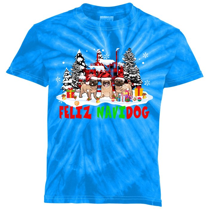 Feliz Navidad Dog Xmas Truck Three Santa French Bulldogs Meaningful Gift Kids Tie-Dye T-Shirt