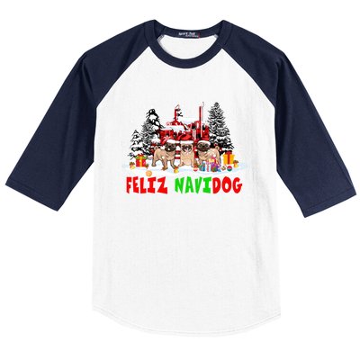 Feliz Navidad Dog Xmas Truck Three Santa French Bulldogs Meaningful Gift Baseball Sleeve Shirt