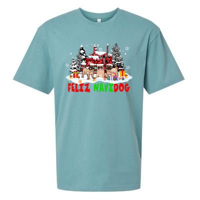 Feliz Navidad Dog Xmas Truck Three Santa French Bulldogs Meaningful Gift Sueded Cloud Jersey T-Shirt