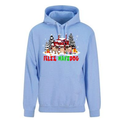 Feliz Navidad Dog Xmas Truck Three Santa French Bulldogs Meaningful Gift Unisex Surf Hoodie