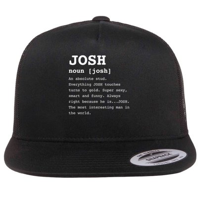 Funny Name Definition Josh For Men Joshua Flat Bill Trucker Hat
