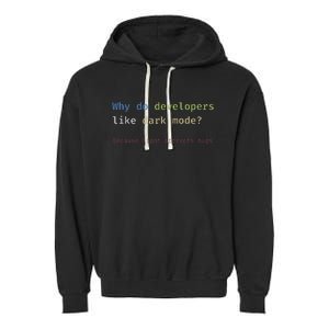 Funny Nerdy Developer Joke Dark Mode Bugs Coding Pun Garment-Dyed Fleece Hoodie